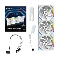 Lian Li UNI Fan SL Wireless 120mm Reverse Blade White Triple Pack (G99.12RSL1W3W.IN)