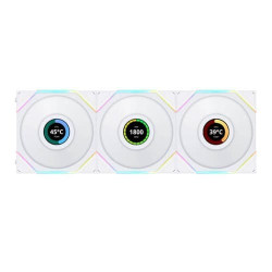 Lian Li UNI Fan TL LCD 120 Reverse Blade White Cabinet Fan Triple Pack (G99.12RTLLCD3W.IN)